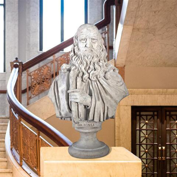 Large Scale Leonardo da Vinci Bust Sculptural Statue Display Prop